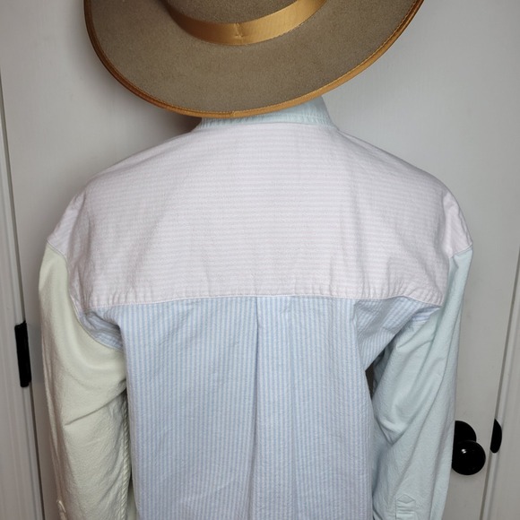 Abercrombie & Fitch Oversized Pinstripe Colorful Colorblock Button Up Size XS - Picture 9 of 10